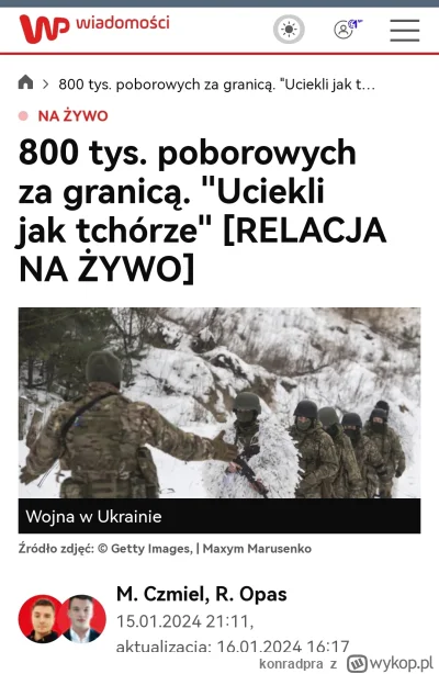 konradpra - Mięsa armatniego brak. 
Do ostatniego...

#ukraina #rosja #wojna 

Wtorek...