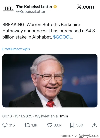 maniek74 - #gielda

kumulowanie gotówki przez Buffetta spadzie interpretowały jako sz...