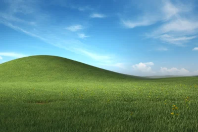 Pawci0o - Bajecznie zielone wzgórze pod błękitnym niebem.
Dzięki Microsoftowi ten obr...