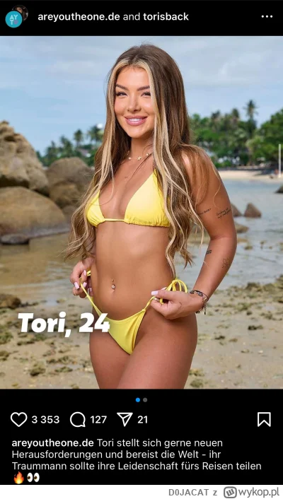 D0JACAT - #hotelparadise  tori bedzie brała udział w jakimś niemieckim programie rand...