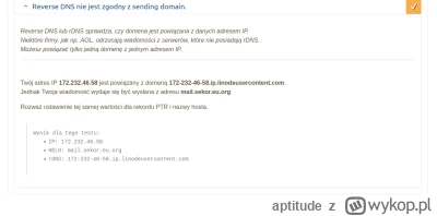 aptitude - Postawiłem sobie mail server na vps, ale coś z reverse dns jest nie tak, c...