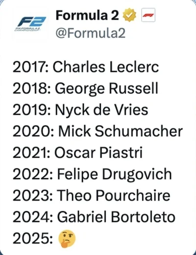 JuzefCynamon - #f1 czyli kojejny co wygra #f2 bedzie jezdzic f1 chocby na rezerwie? B...