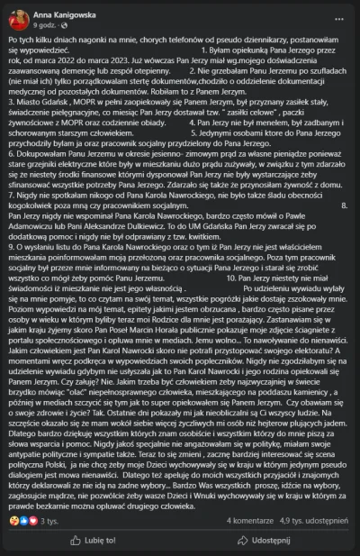 Tommy__ - Pani Ania opiekunka Pana Jerzego wydała dziś oświadczenie

#bekazpisu #poli...