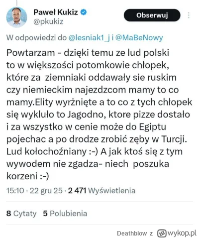 Deathblow - #kukiz #polityka Kukiz n------y grubo przez wigilią XD Niesamowite jaki t...