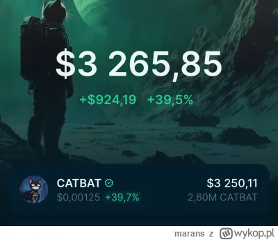 marans - Kupiłem za 3k$ #kryptowaluty CATBAT w której widzę potenciał. 

Zawołam wszy...