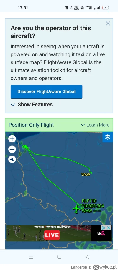 Langerob - O co chodzi z lotem PLF110 ? Właśnie przed chwilą zrobił takeoff nad Balic...