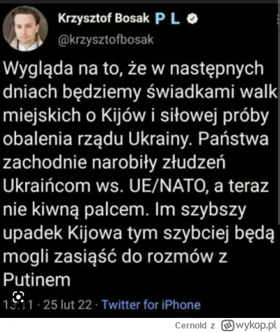 Cernold - #bekazpodludzi 

Bosak po dobrych sondażach już planuje kolizję z Putinem
g...