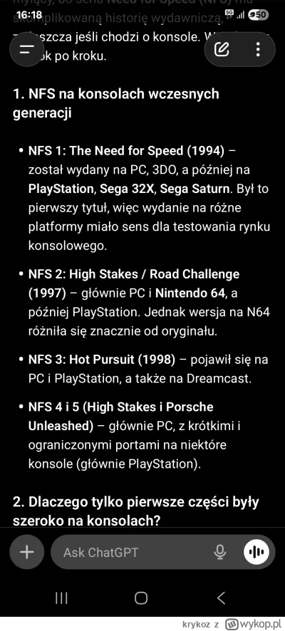 krykoz - #needforspeed #gry

Ten czat gpt takie bzdury pisze, że szkodą słów. Niby co...