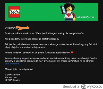 Semigod - Wysłałem do #lego zapytanie o sytuację z #bricklink ale w centrali nic nie ...