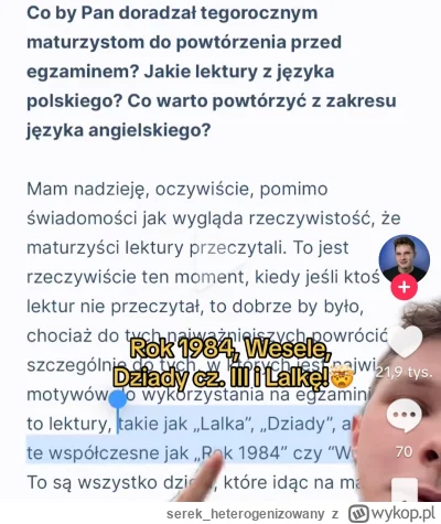 serek_heterogenizowany - Na tegorocznej maturze z polskiego była któraś z tych lektur...