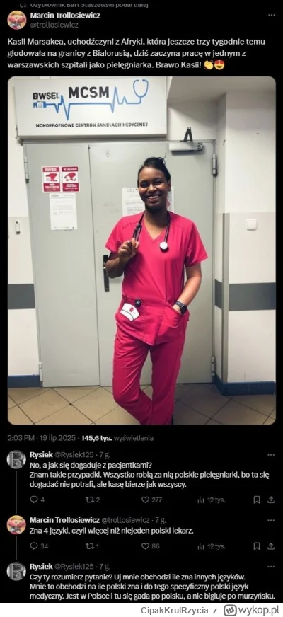 CipakKrulRzycia - #pielegniarka #czarnyhumor #heheszki 
Co za ludzie. Czepia się bo d...