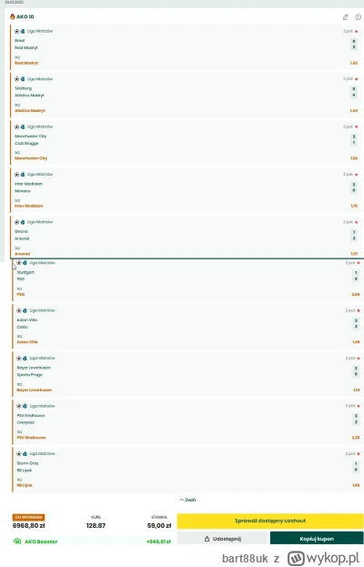 bart88uk - kurła, w tamtym tyg bayern na na 3k, ajax na 5, a dzis lipsk na 8k kurła  ...