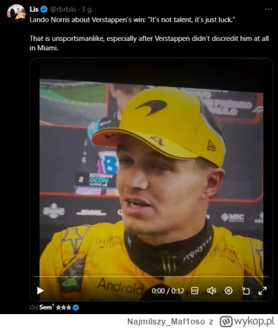 Najmilszy_Maf1oso - Nie no... To jest jednak kompletny buc.
#f1