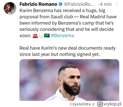 CzystaOdra - Benzema chce odejść z Realu! Czyli szykuje się transfer Harrego Kane'a
#...