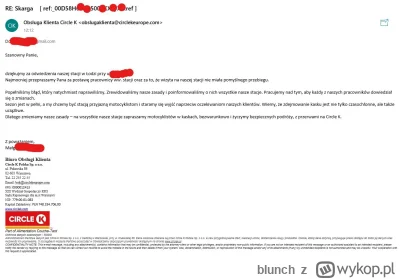 blunch - Obiecałem, że wrzucę odpowiedź CircleK na temat jakości obsługi klienta po w...