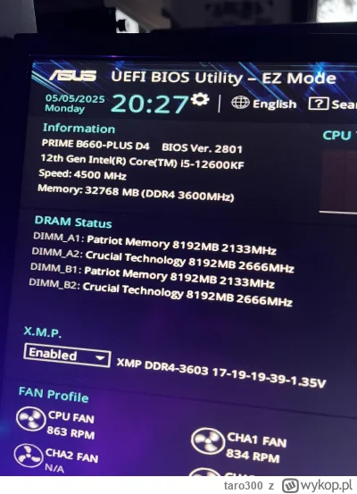 taro300 - Pytanie dołożyłem do kompa 16gb ram z takim samym taktowaniem jak mialem cz...
