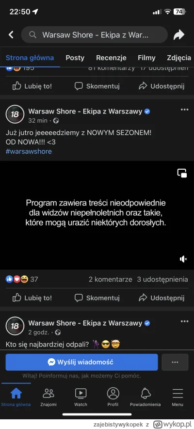 zajebistywykopek - Jakiś średnio rozgarnięty administrator fanpage'a Warsaw Shore wrz...