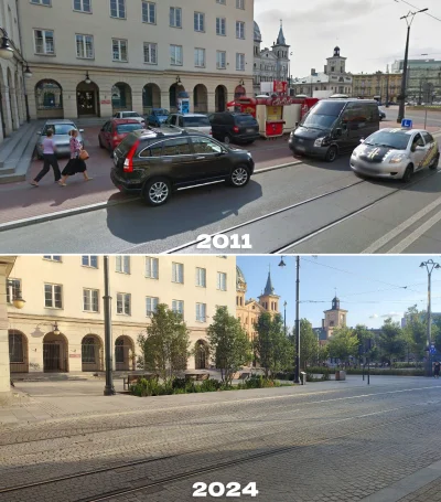 CrazyZdzich - Łódź, Plac Wolności przed i po remoncie. Zniknęła samochodoza, za to pr...