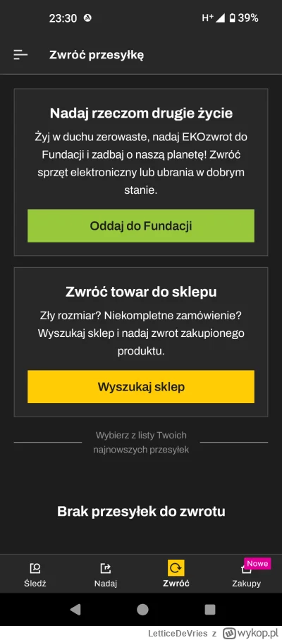 LetticeDeVries - @FeyNiX: w apce InPost jest taka opcja, że można wysłać rzeczy używa...