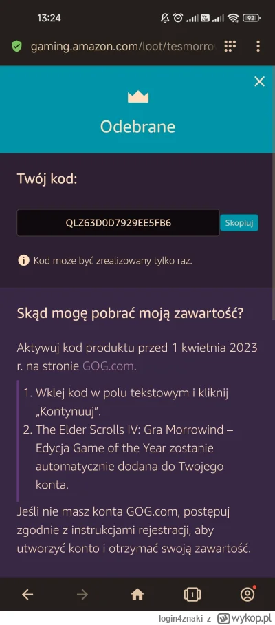 login4znaki - Kod na grę Morrowind GOTY. Platforma GOG.

#gry #rozdajo #gog