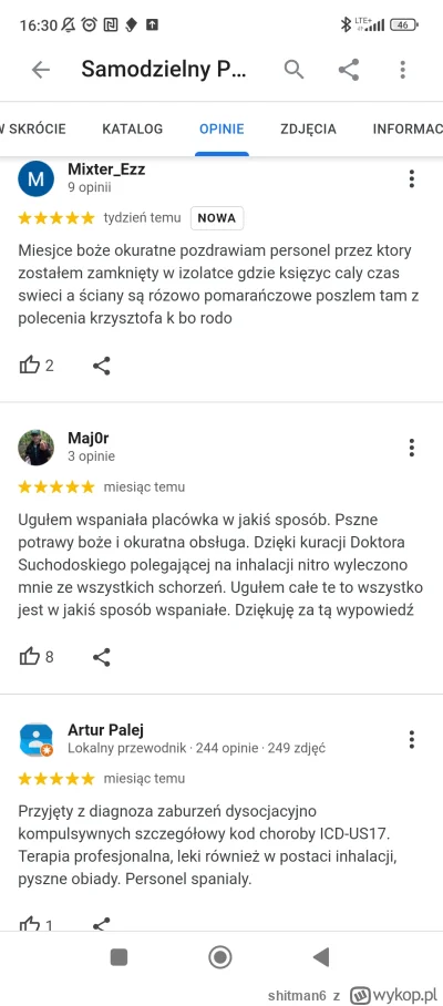 shitman6 - Opinie Google na temat psychiatryka w Choroszczy to złoto 
#kononowicz #ma...