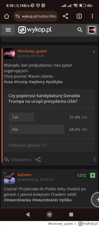 Wioskowy_gupek - No żeś mnie Wykop teraz prawie zaimponował xD

#trump #usa #prawica ...