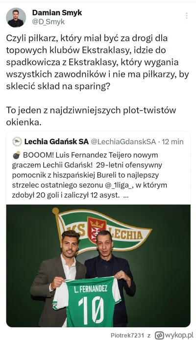 Piotrek7231 - #mecz #pierwszaligastylzycia #ekstraklasa #lechia 
Dziwna decyzja Luiza...