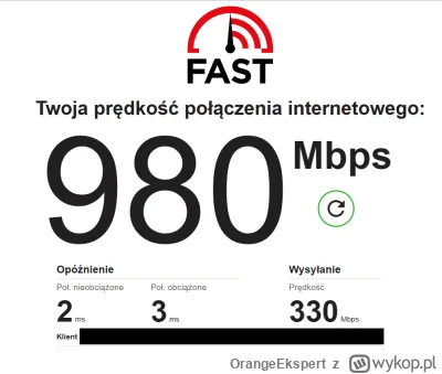 OrangeEkspert - @Antibambino: wykonaliśmy pomiar dla Ciebie na internecie światłowodo...