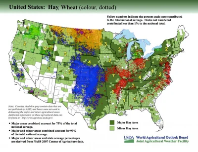 osetnik - Nie wszędzie da się uprawiać zboża.

Oto mapa (USA) gdzie uprawia się trawę...