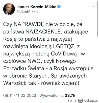 Sin- - Ale szurstwo poszło xD

Źródło: https://twitter.com/jkmmikke/status/1624320080...