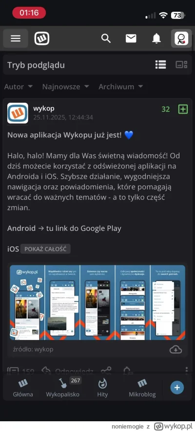 noniemogie - Dlaczego jak po aktualizacji otwieram apke wykopu na iOS to otwiera mi s...