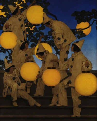 Deykun - The Lantern Bearers (1908)
Maxfield Parrish, 101.6 × 81.3 cm

https://artsan...