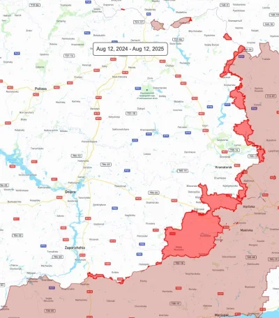 Fennrir - Tereny zajęte przez ostatni rok. Rosjanom zajęcie 1% terytorium Ukrainy zaj...