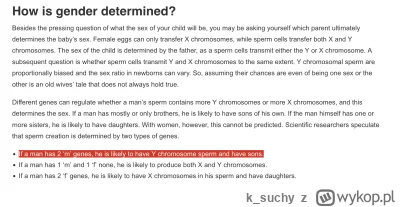 k_suchy - > Powiedz mi w jaki sposób mężczyzna decyduje o płci dziecka, jaki ma wpływ...