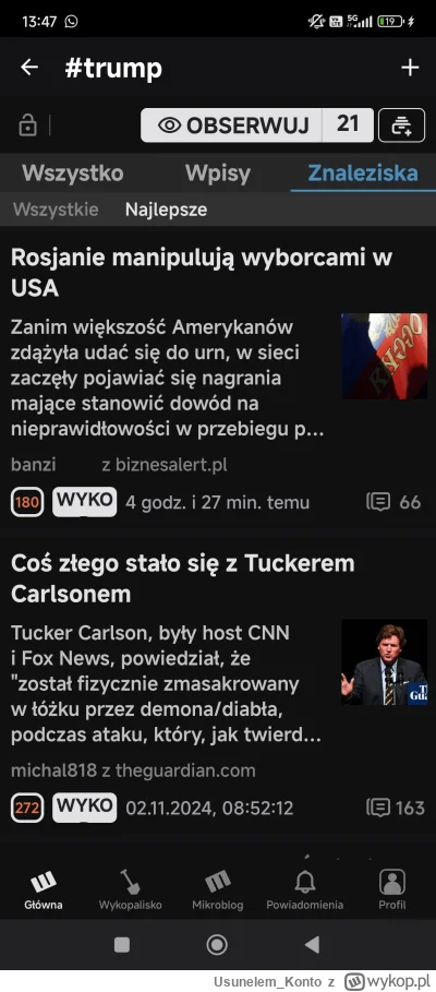 Usunelem_Konto - Czemu nie ma żadnego znaleziska że wygrał Trump wybory xD 

#wykop