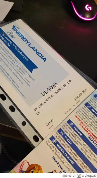 sh0rty - Siemka, sprzedam bilet ulgowy (dziecko od 100cm do 140cm) do Energylandii, w...