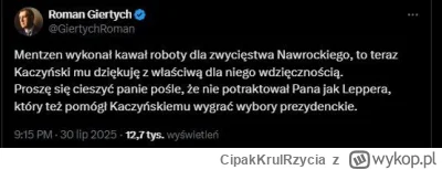 CipakKrulRzycia - #polityka #bekazkonfederacji #mentzen #pdk #wisielczyhumor
Nie wiem...