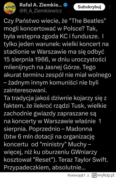 Romeqq87 - #bekazpisu #polityka #taylorswift #riserczziemkiewiczowski #ziemkiewicz #k...