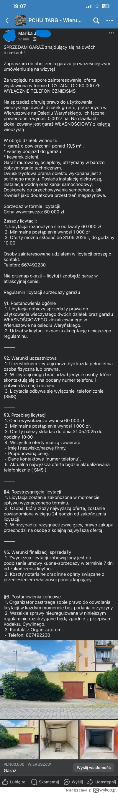 Nie4tzsche4 - Zapraszam do licytacji garażu, która odbywa się telefonicznie poprzez S...