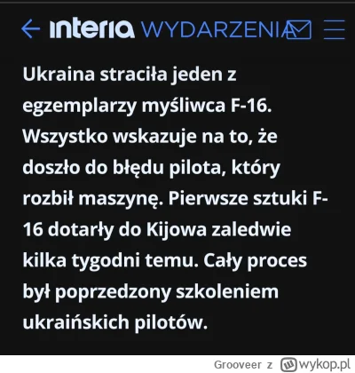 Grooveer - Efekt będzie taki, że kolejne F-16 trafią jeszcze później na Ukrainę. Trze...