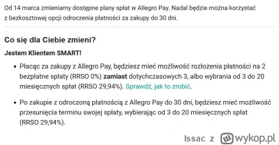 Issac - #allegro #allegropay #allegrosmart

Do 14 marca będzie można podzielić spłatę...