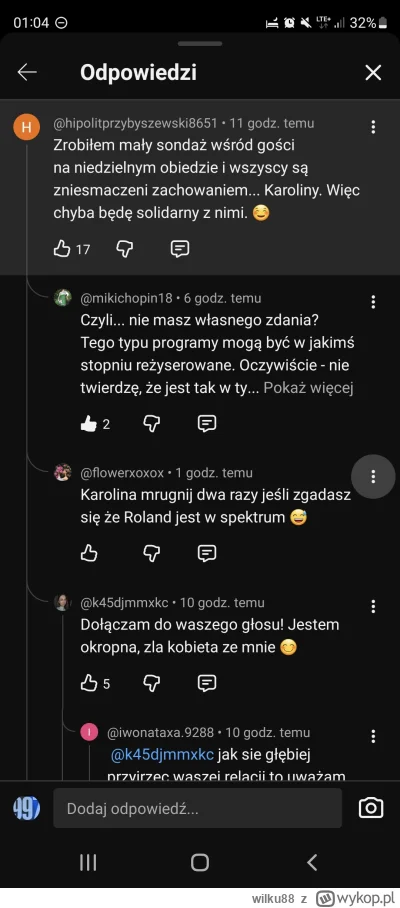 wilku88 - #rolnikszukazony Karolinka dala glos kilkukrotnie pod ostatnim filmem-piose...