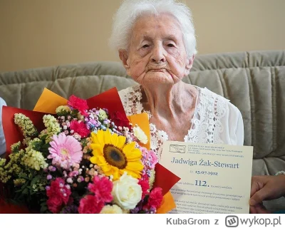 KubaGrom - Cztery dni temu pani Jadwiga Żak-Steward skończyła 113 lat. Nie znalazłem ...