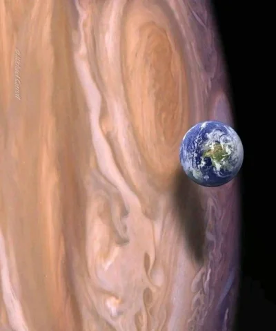 BozenaMal - Ziemia w porównaniu z Jowiszem. 
#astronomia #ciekawostki