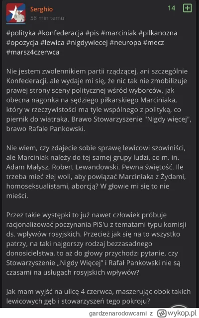 gardzenarodowcami - a już miał zapewnione miejsce na wawelu w prawicowych głowach  i ...