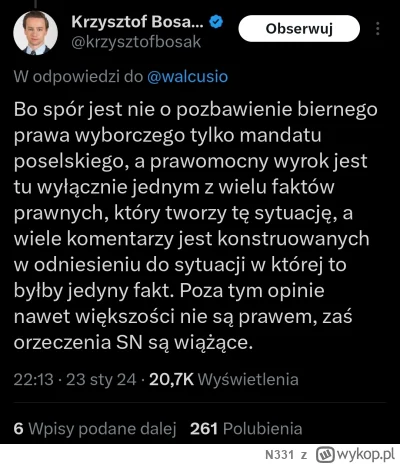 N331 - W konstytucji jest jedno zdanie, proste jak budowa cepa. I nie można go podważ...