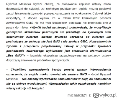 michalxd21 - Krowa może być karmiona GMO, ale produkty od niej są pozbawione GMO fakt...