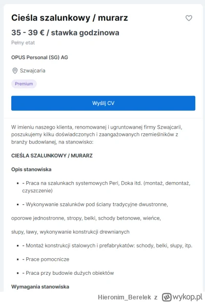 HieronimBerelek - >tyle ile kwalifikowany murarz w Polsce. Powinieneś zarabiać 200eur...