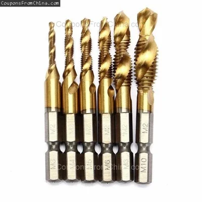 n____S - ❗ Drillpro 6pcs HSS 6542 M3-M10 Drill Titanium Coated Set 1/4 Inch
〽️ Cena: ...