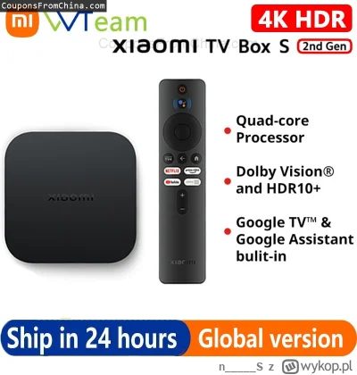 n____S - ❗ Xiaomi Mi TV Box S 2nd Gen. BT5.2 2/8GB
〽️ Cena: 53.65 USD (dotąd najniższ...